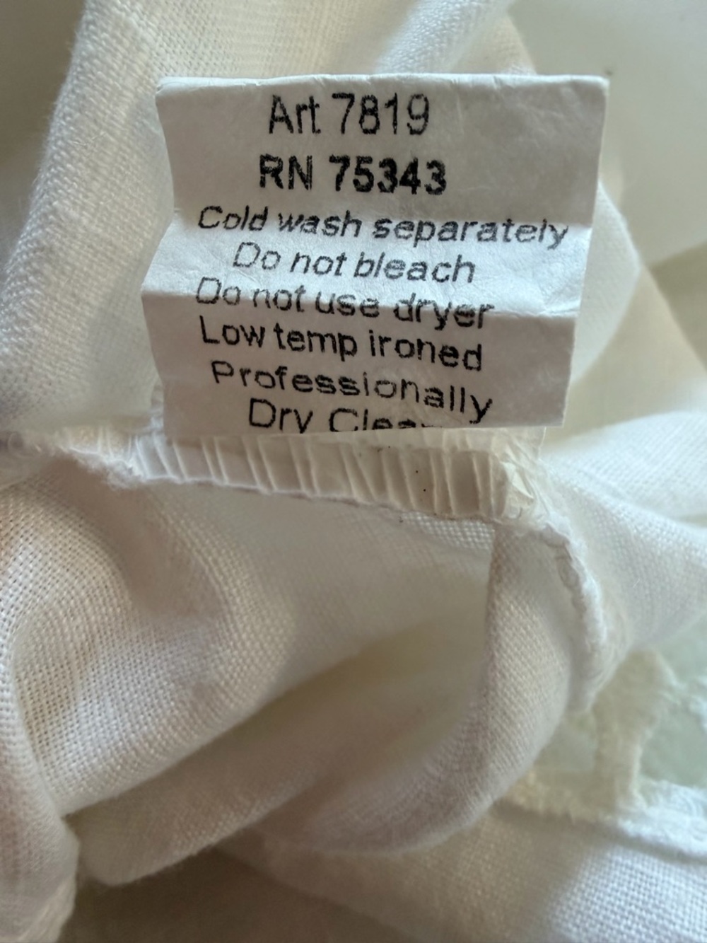 Terzo Millennio 100% Linen Top White Crochet Hem Long Sleeve Made in Italy Sz L - Picture 6 of 6